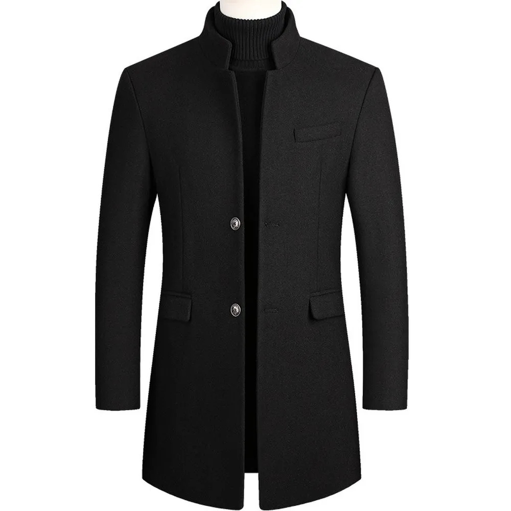 Donovan Men’s Button Up Coat – Tailored Fit with Stand Collar