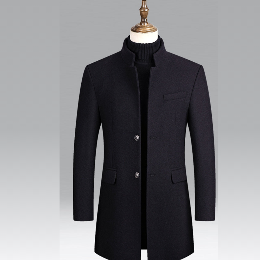 Donovan Men’s Button Up Coat – Tailored Fit with Stand Collar