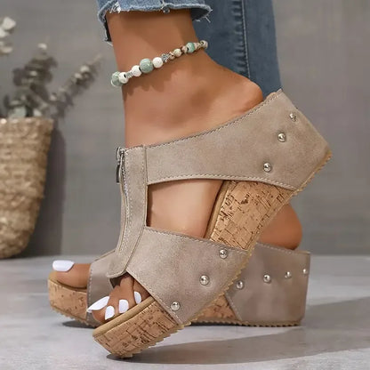 Zainab Women’s Orthopaedic Sandals – Faux Leather Slip-On with Wide Toe Comfort