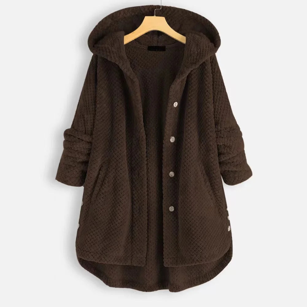 Siena Women’s Fleece Cardigan – Oversized Waffle Knit Jacket
