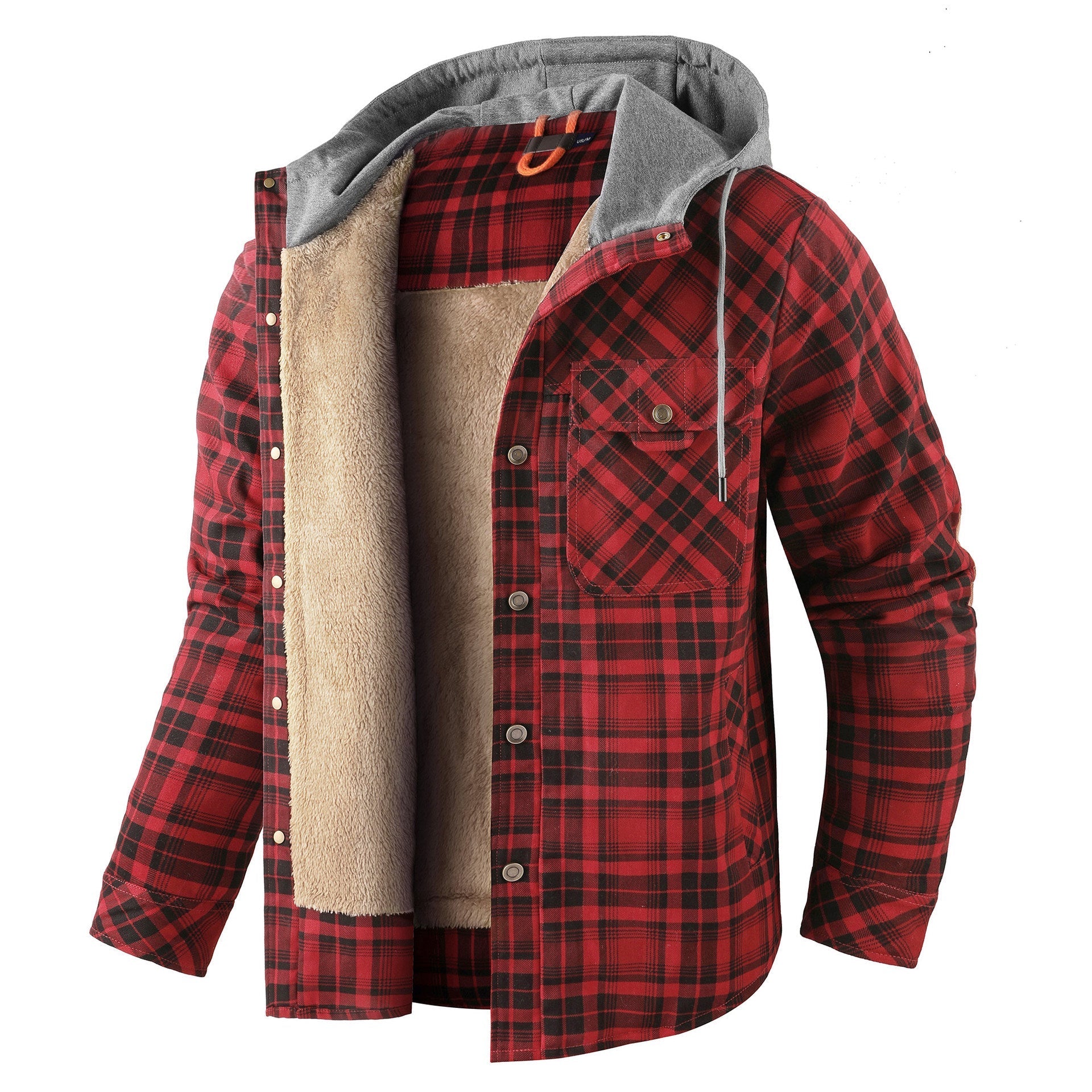 Garry Men’s Sherpa Jacket – Thick Fleece-Lined Hoodie Flannel for Winter Warmth