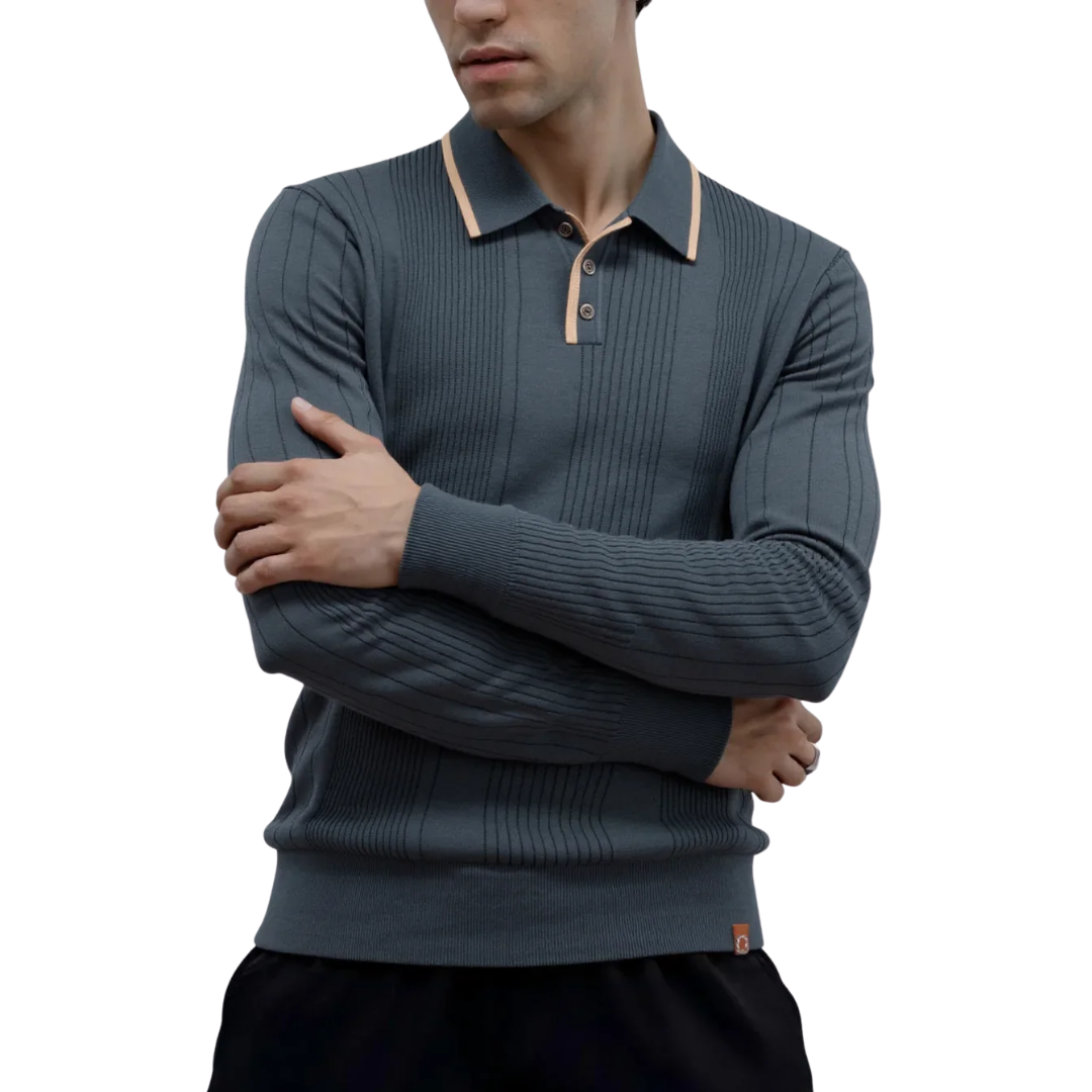 Mando Men’s Knit Polo Sweater – Tailored Comfort Knit Pullover