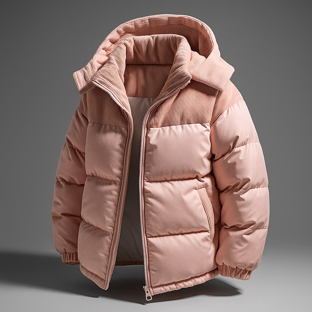 Matteo Men’s Padded Hooded Jacket – Quilted Shell with Corduroy Trim