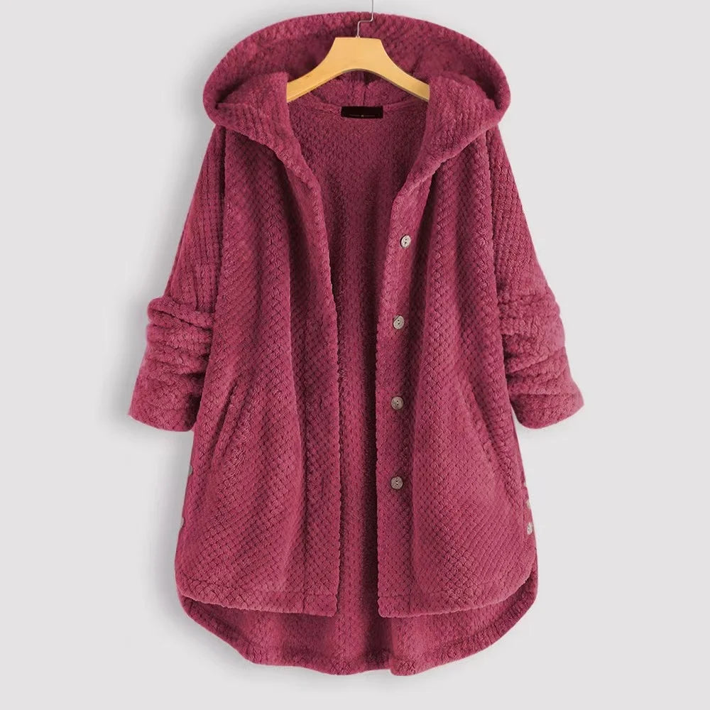 Siena Women’s Fleece Cardigan – Oversized Waffle Knit Jacket