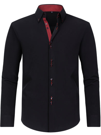 Arjun Men’s Dress Shirt – Long Sleeve Slim Fit Button Down with Contrast Detail