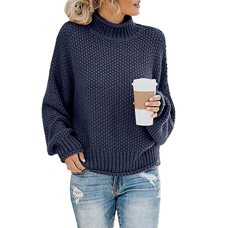 Sophie Women's Turtleneck Pullover – Chunky Knit Sweater with Relaxed Fit