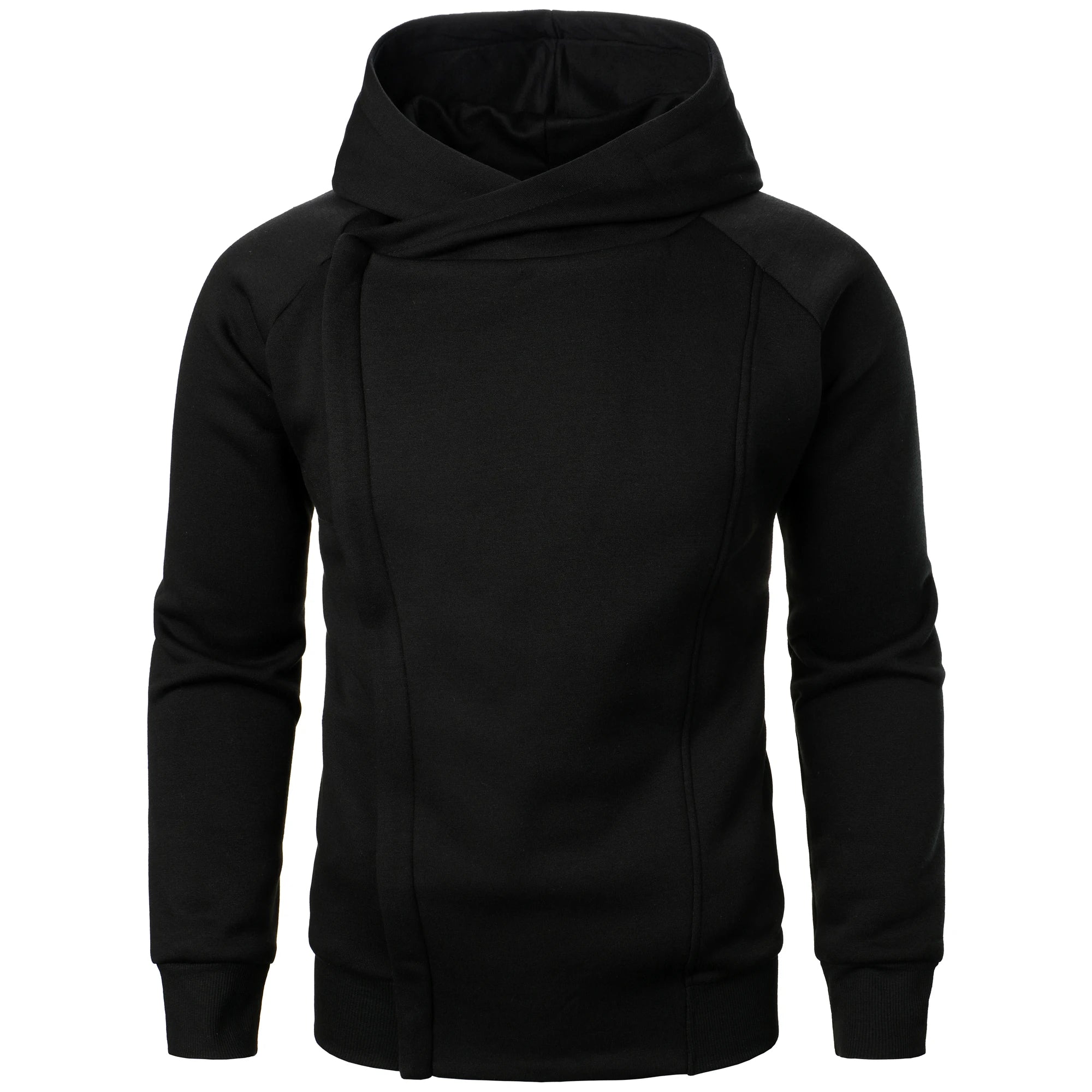 Brion Men’s Zip Up Hoodie – Asymmetric Crossover Fleece Hoodie