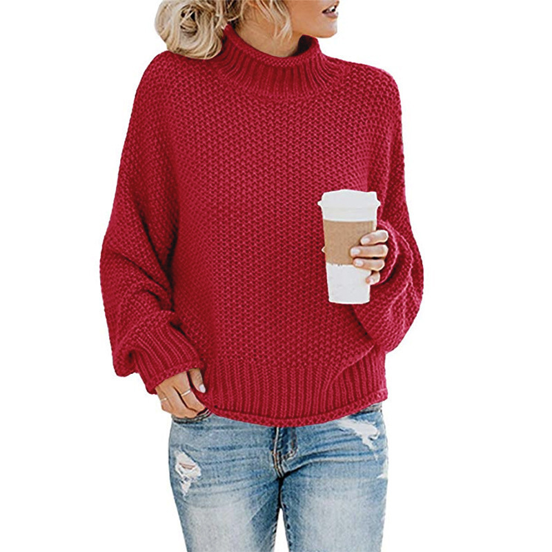 Sophie Women's Turtleneck Pullover – Chunky Knit Sweater with Relaxed Fit