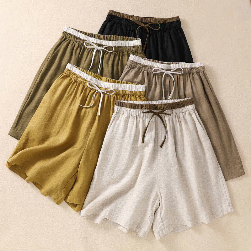 Isabella Cotton Linen Drawstring Shorts – Relaxed Breathable Summer Shorts