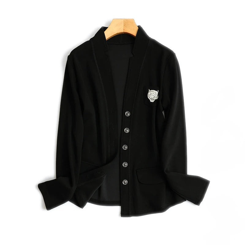 Calista Women’s Cardigan – Structured Knit with Heritage Badge Detail