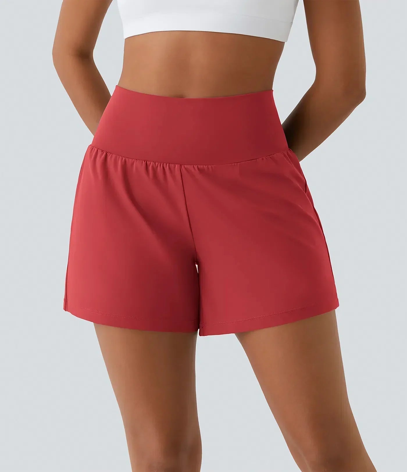 Aria Performance High Waist Yoga Shorts – Double Layer Pocket Active Fit