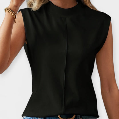 Moira Women’s Sleeveless Blouse – Silky Stand-Up Collar Top