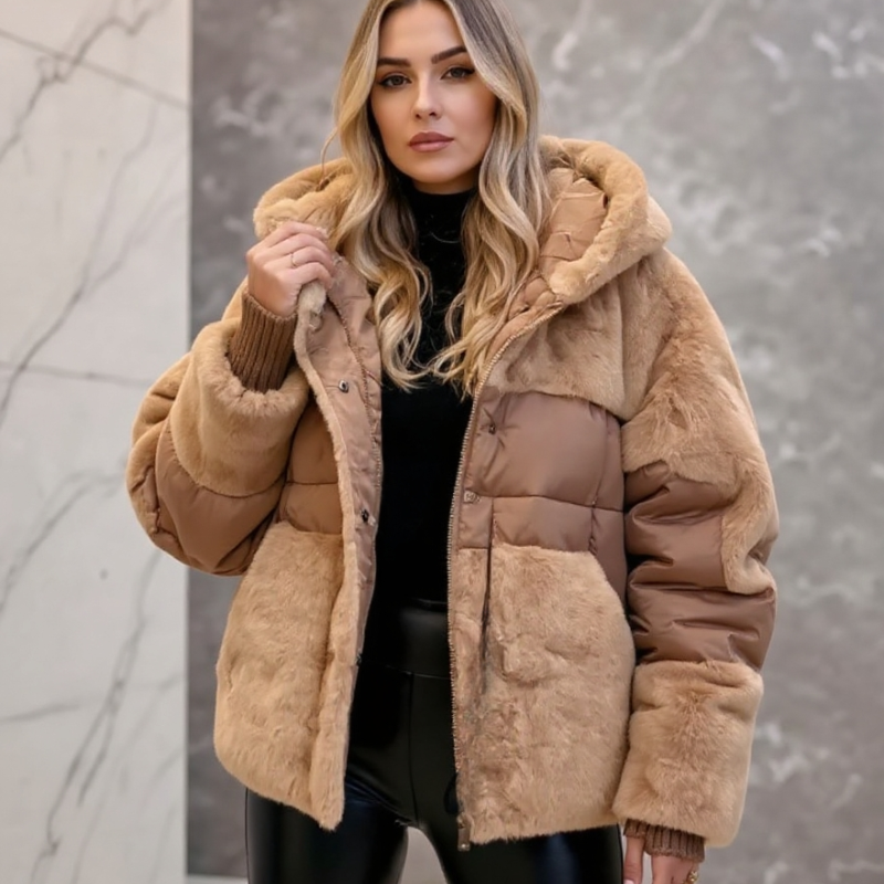 sabrina Women’s Cotton Parka – Faux Fur Trim & Lightweight Insulated Design