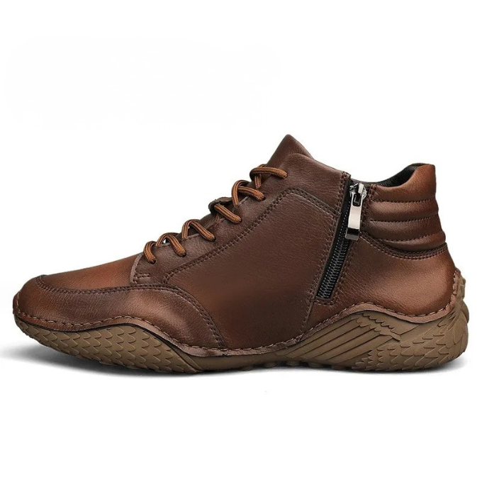 Roldan Men’s Leather Ankle Boots – Full-Grain Mid Boot with Cushioned Insole