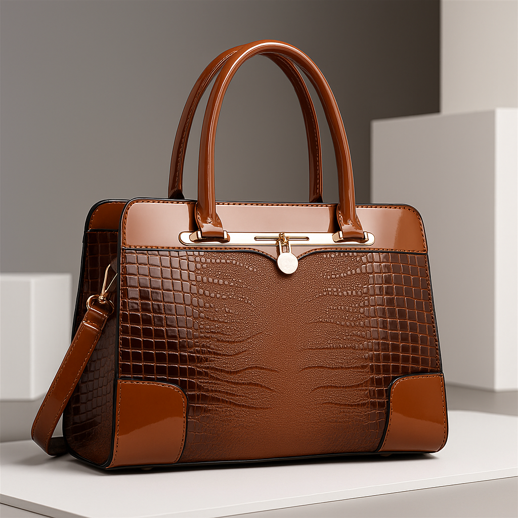 Martina Women’s Handbag – Croc-Embossed Structured Leather Bag
