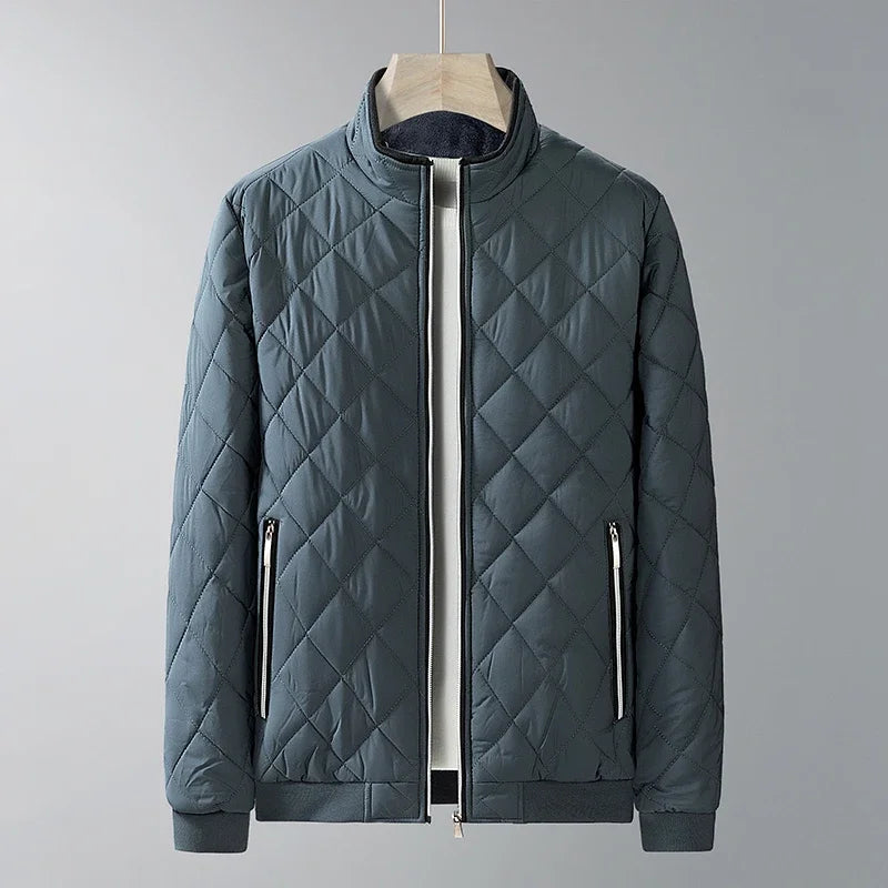 Arnellio Men’s Quilted Jacket – Diamond Stitch Cotton Winter Coat
