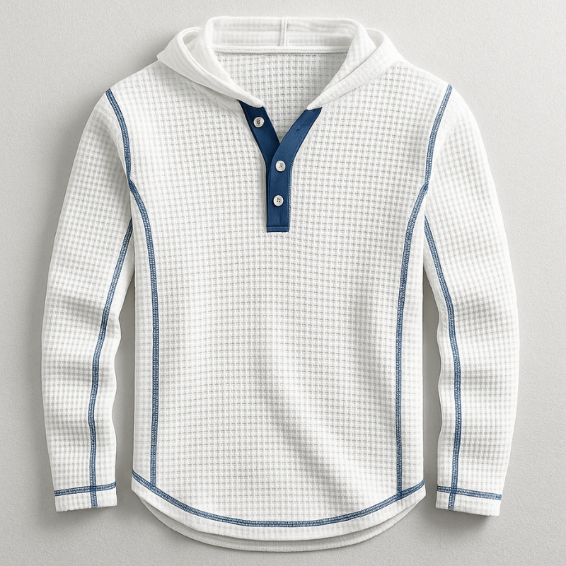 Evan Men’s Waffle Knit Hoodie – Lightweight Cotton Blend Pullover