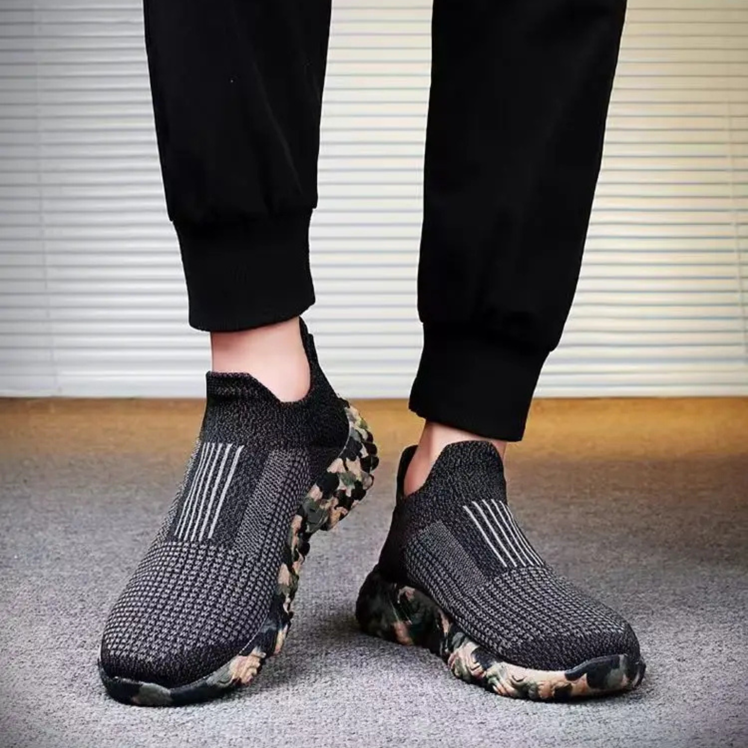 Gaetano Men’s Shoes – Camo Sole Slip-On Trainers
