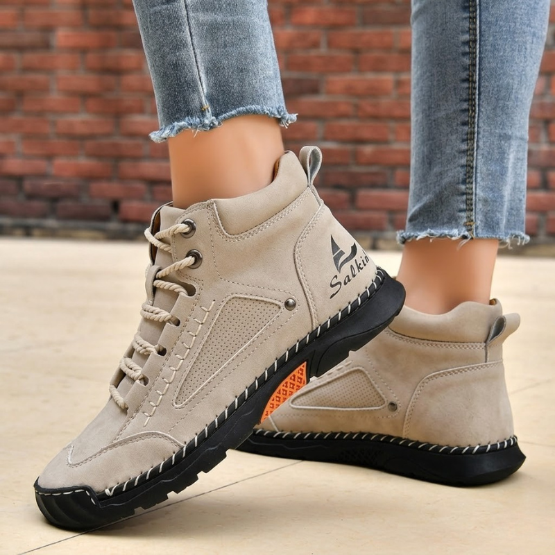 Monroe Nubuck Leather Lace-Up Trainers – Waterproof Breathable Casual Shoes