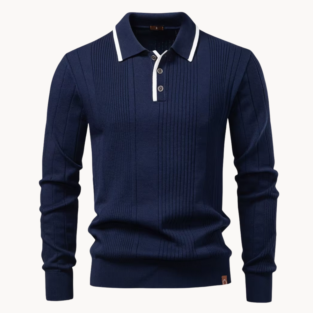 Mando Men’s Knit Polo Sweater – Tailored Comfort Knit Pullover