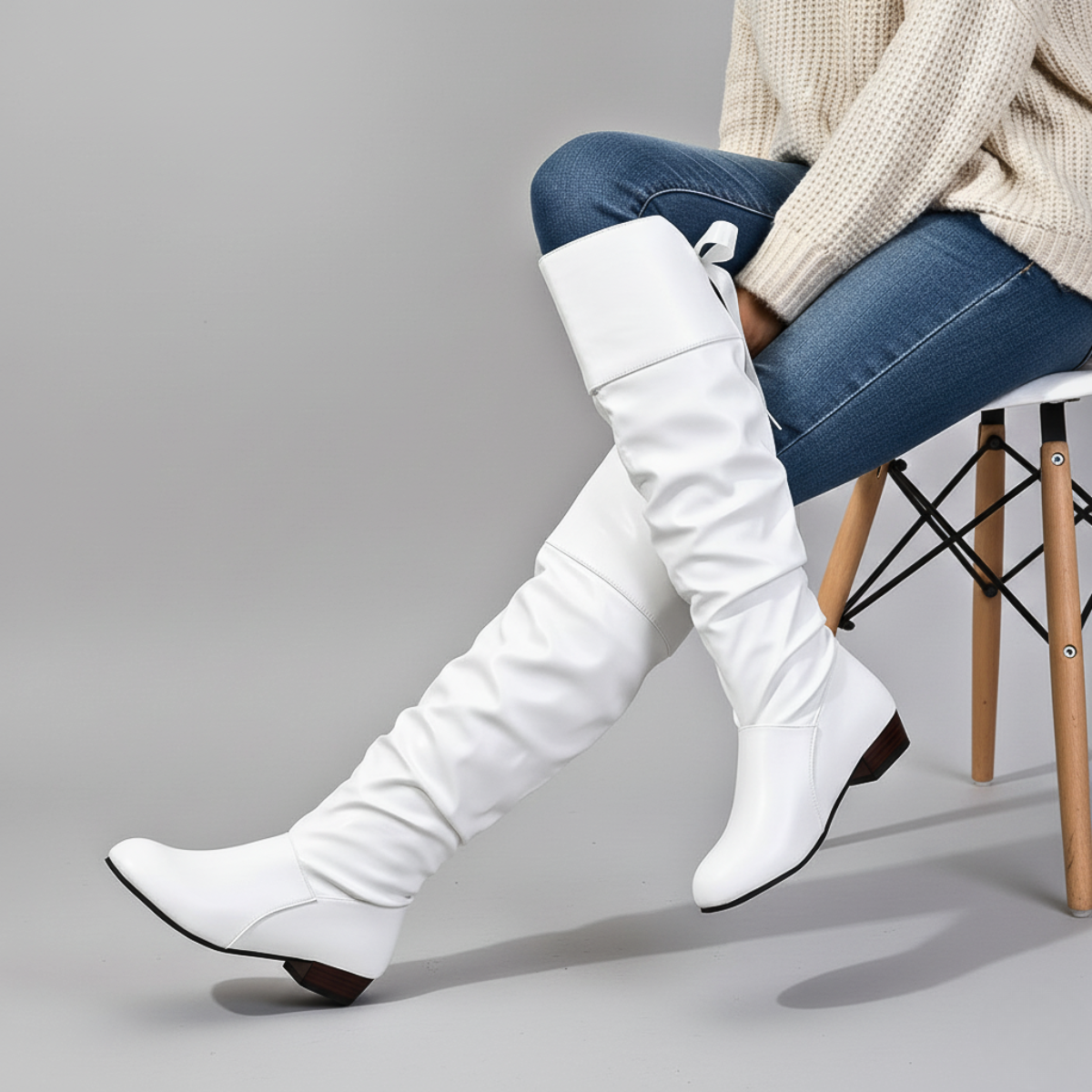 Lydia Women’s Knee High Boots – Smooth Leather with Slouch Design