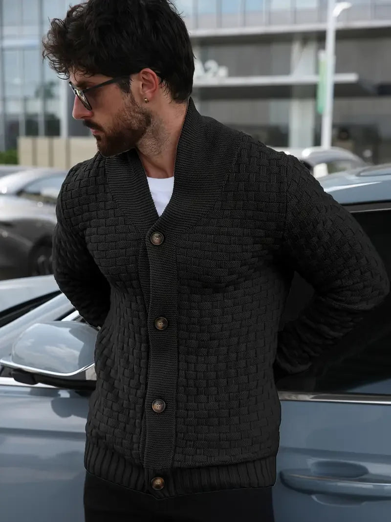 Nolan Men’s Cotton Cardigan – Heavyweight Knit with Shawl Collar
