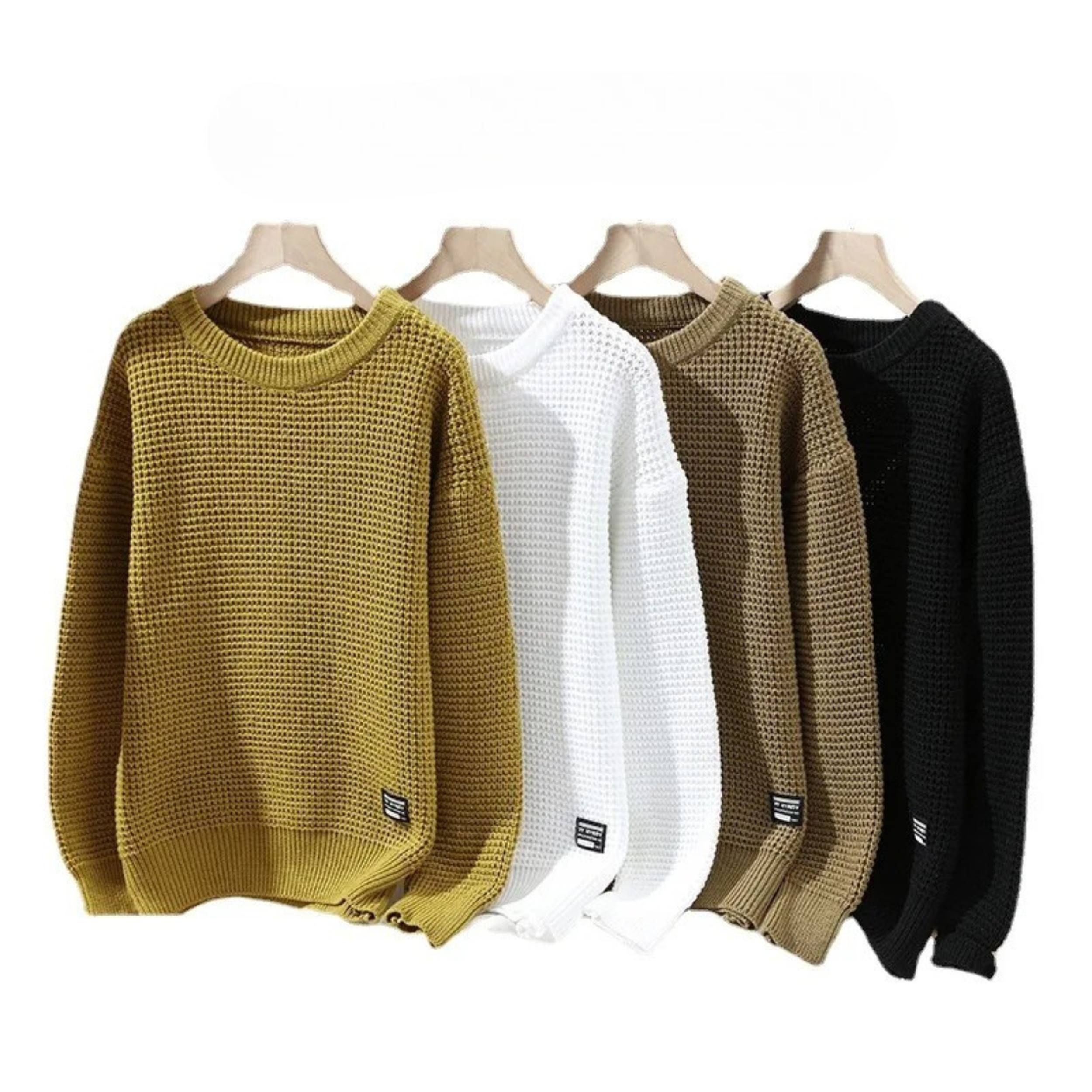 Brisbane Men’s Knit Sweater – Waffle Ribbed Trim Crewneck Sweater