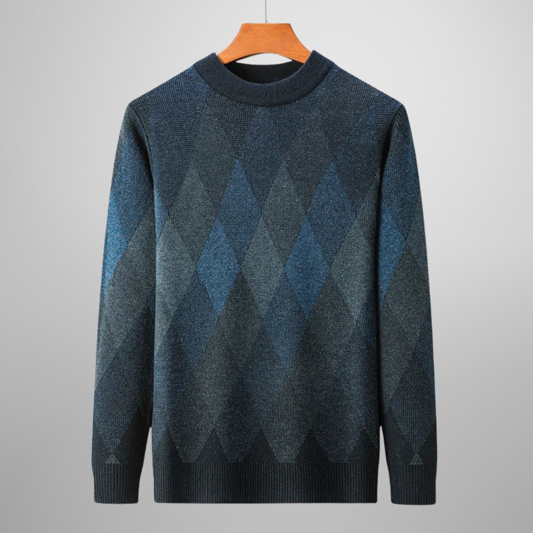 Bruno Men’s Knit Sweater – Wool-Blend Men’s Argyle Jumper