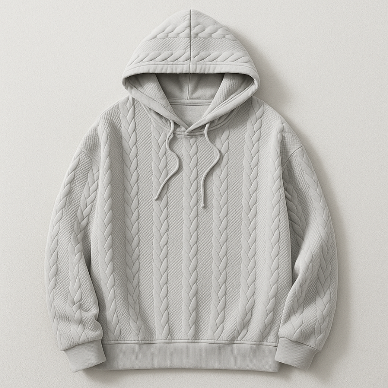 Gabriel Men’s Cable Knit Hoodie – Soft Cotton with Adjustable Drawstring
