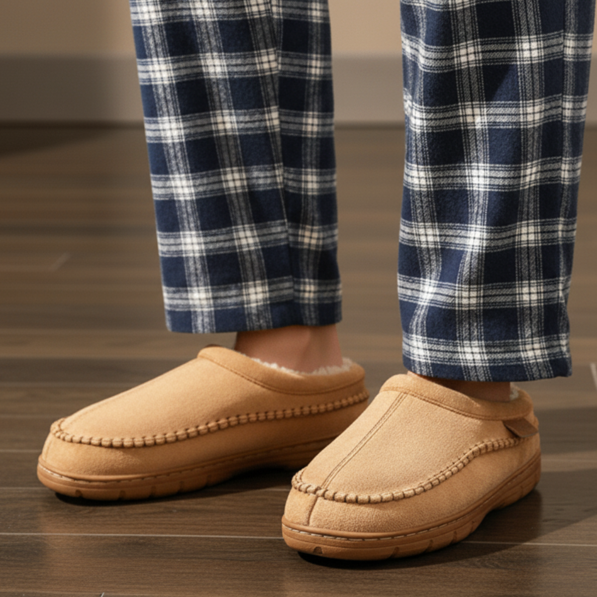 Snowdrift Men’s Winter Slippers – Fleece-Lined Indoor Slipper Shoes