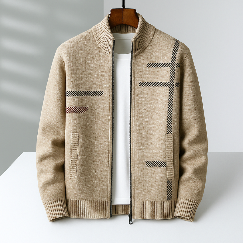 Sergio Men’s Knit Jacket – Soft Touch Full-Zip Jacket