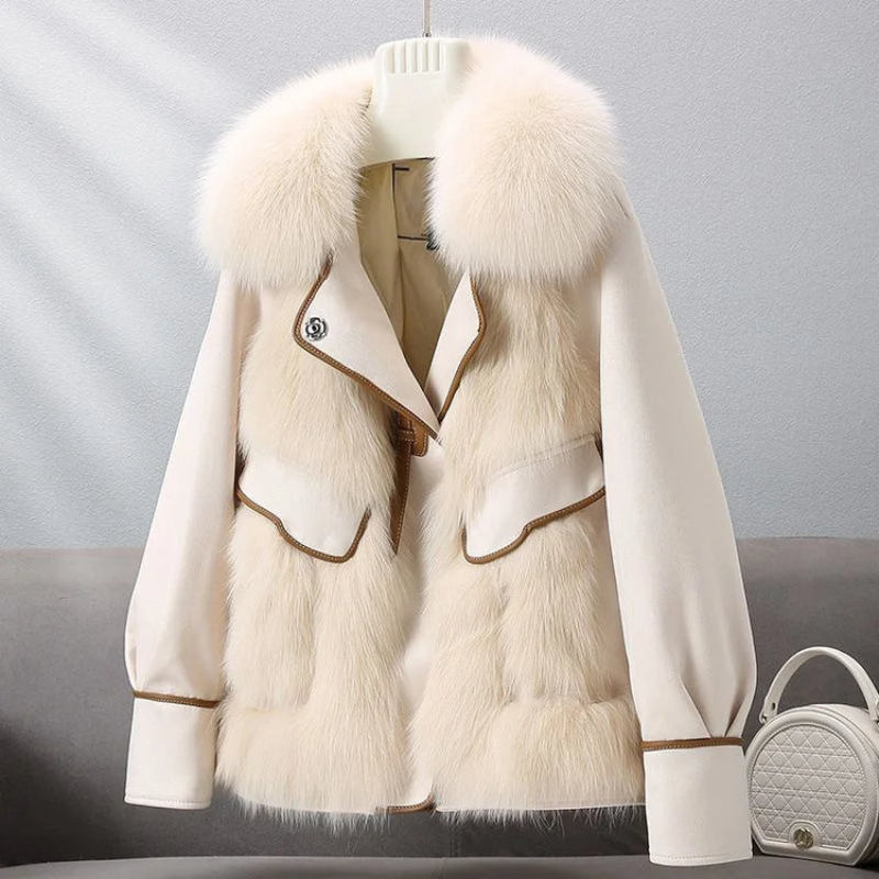 Almona Women’s Plush Fur Coat – Winter Jacket with Toggle Closure