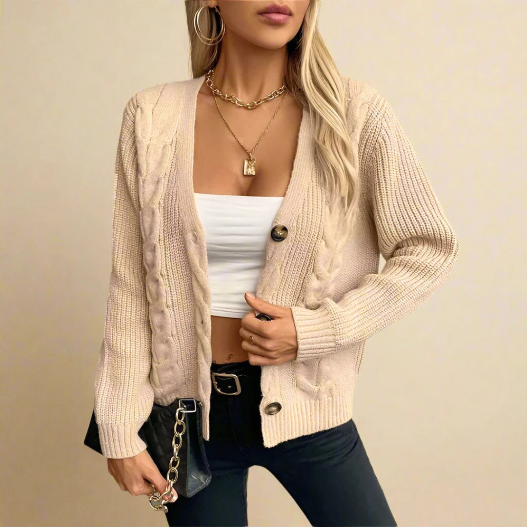 Britany Women’s Knit Cardigan – Lightweight Cable Knit with Button Front