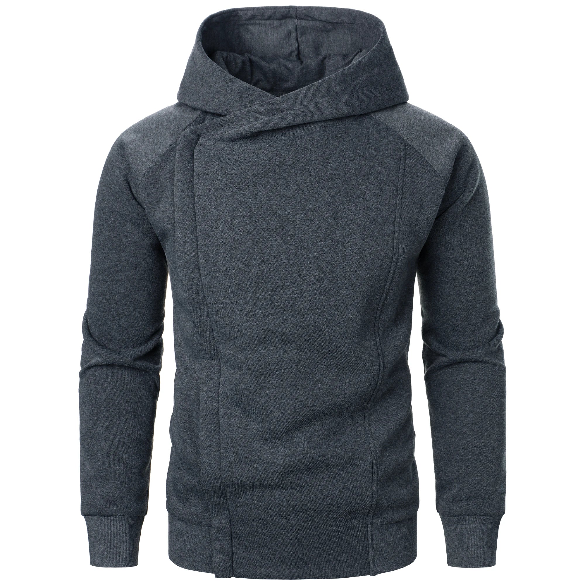 Brion Men’s Zip Up Hoodie – Asymmetric Crossover Fleece Hoodie