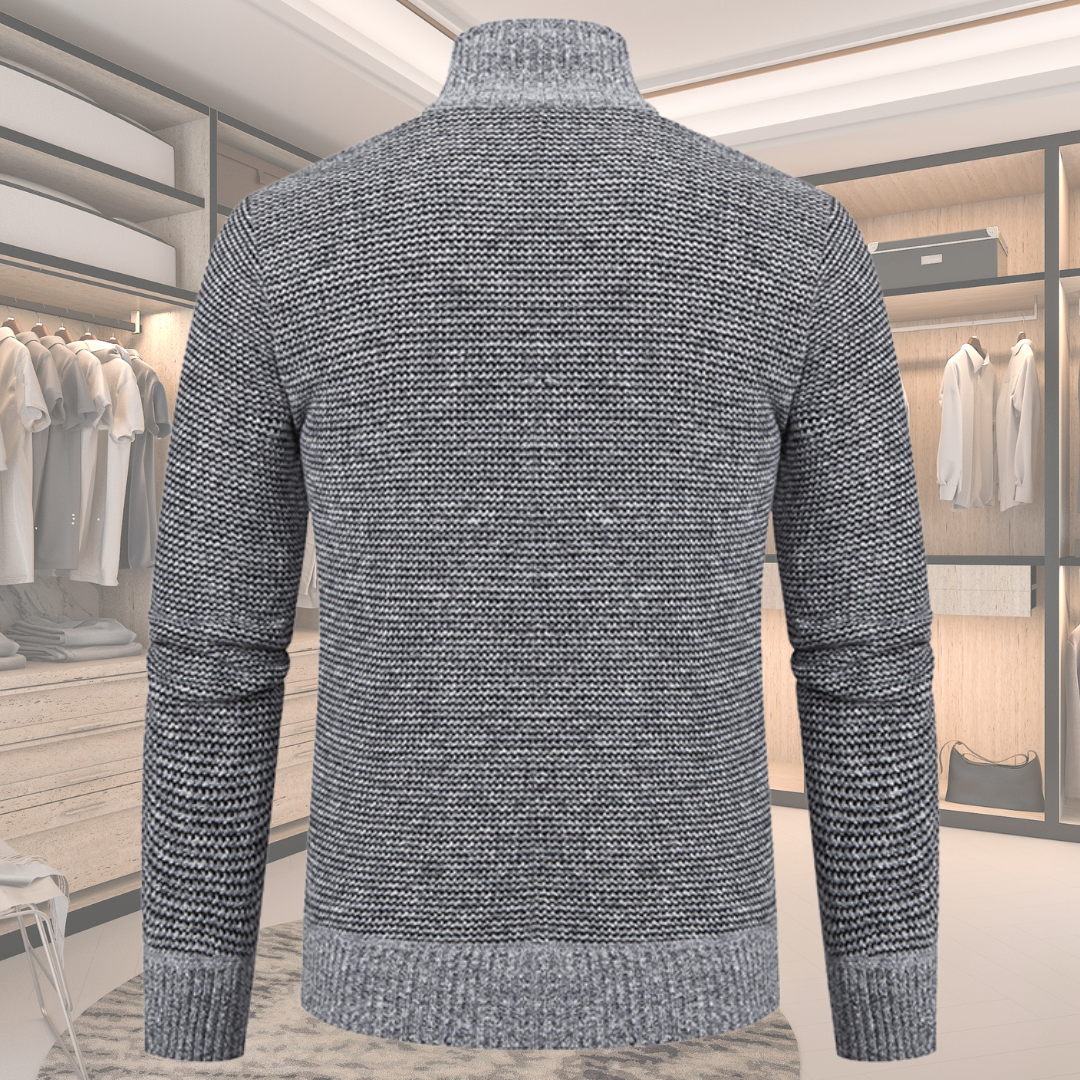 Chris Men’s Zip Up Cardigan – Full Zip Slim Fit Knit Sweater