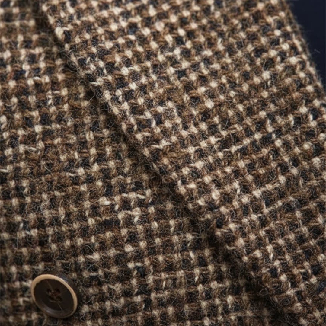 Britton Men’s Tweed Blazer – Double-Breasted Textured Jacket