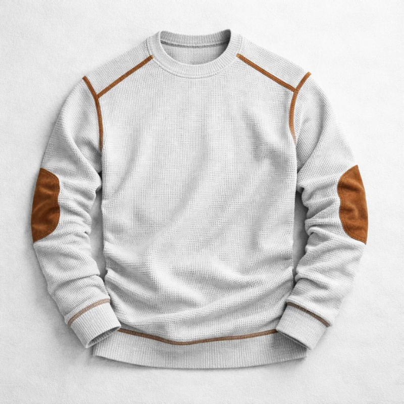 Hilario Men’s Jumper - Reinforced Elbows Waffle Knit Sweater
