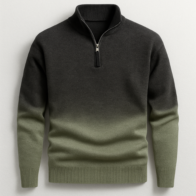 Larsen Men’s Quarter-Zip Pullover – Gradient Ombre Knit Sweater
