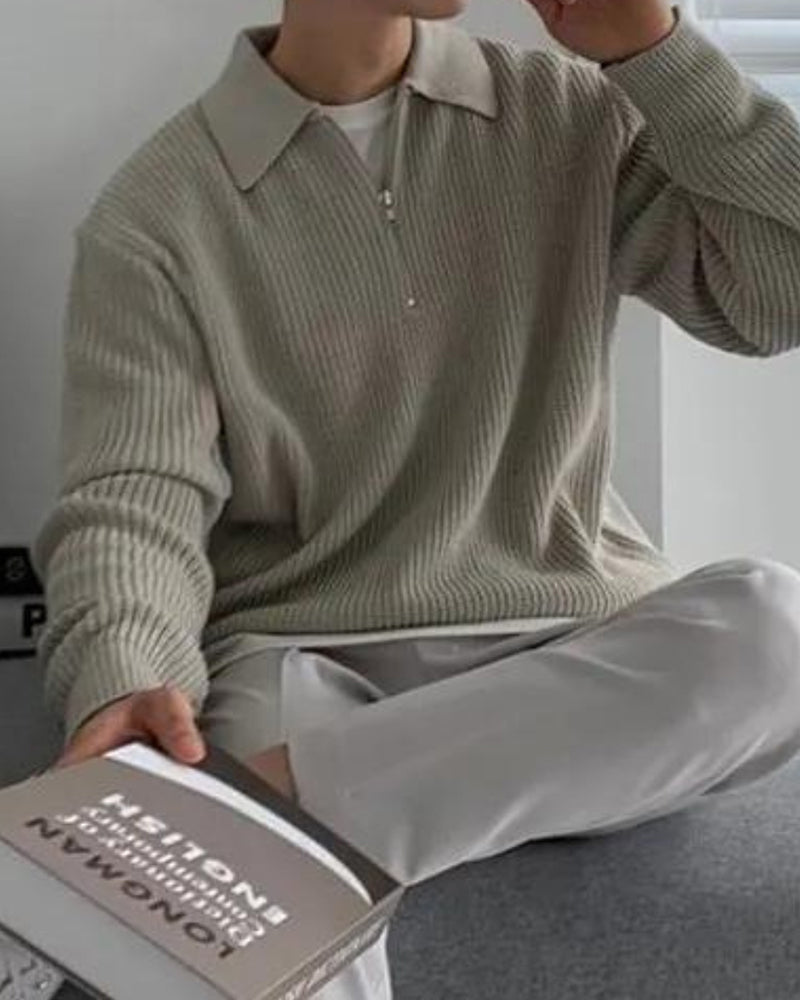 Brandon Men's Half Zip Sweater – Soft Knit Turn-Down Collar Pullover