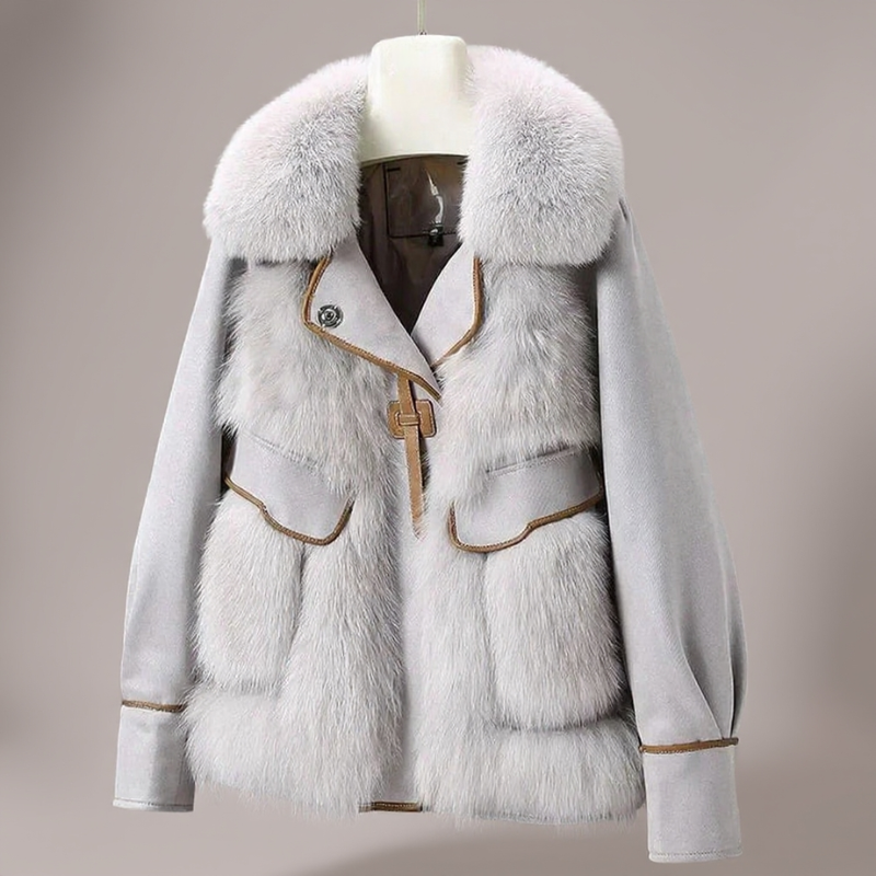 Almona Women’s Plush Fur Coat – Winter Jacket with Toggle Closure