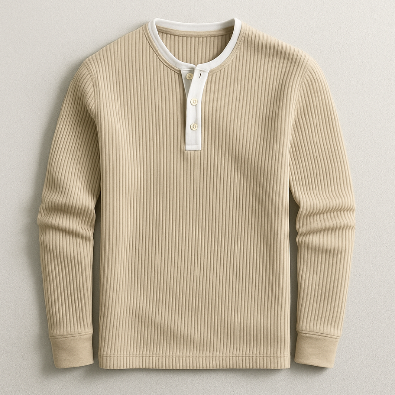 Hugo Men’s Henley Long Sleeve Shirt – Waffle-Knit Tailored Fit Pullover