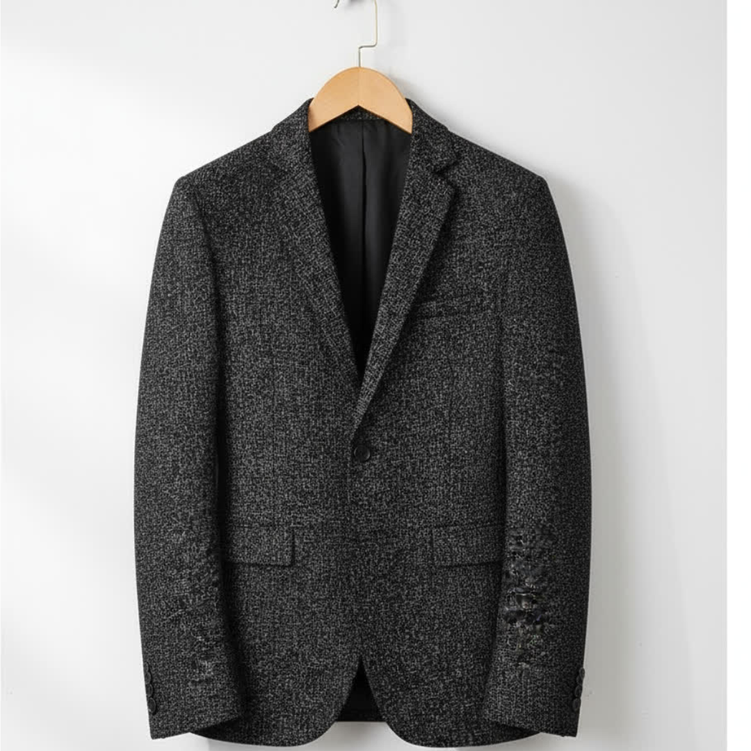 Marzio Men’s Blazer – Textured Tailored Jacket with Two-Button Design
