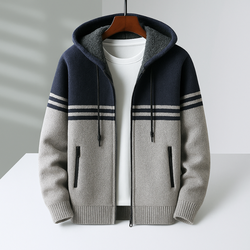 Ronaldo Men’s Cotton Knit Hoodie – Tailored Zip Up Jacket