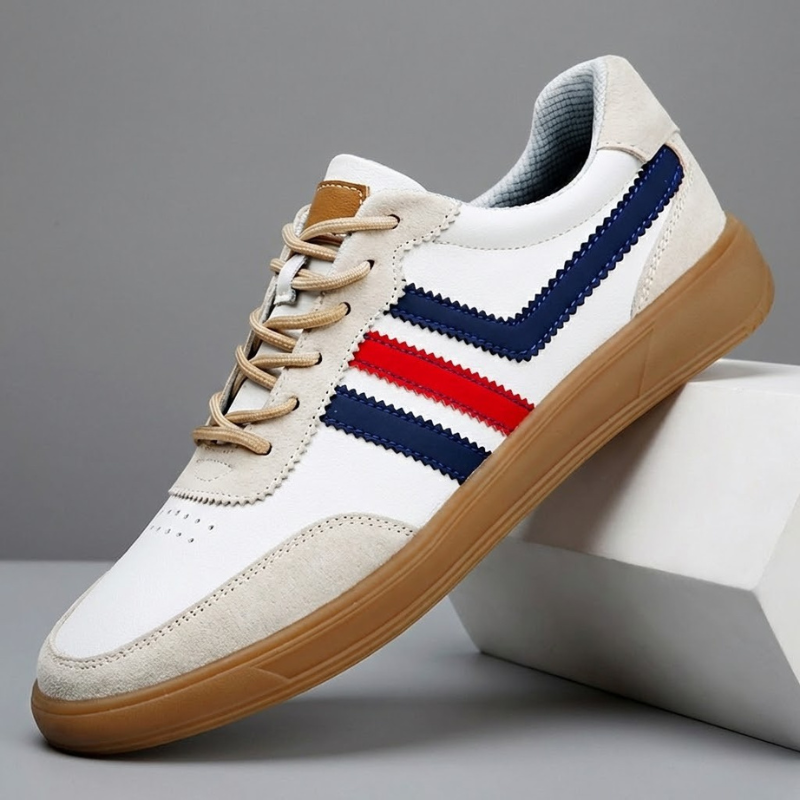 Vittorio Retro Court Trainers – Vintage Casual Everyday Leather & Suede Shoes