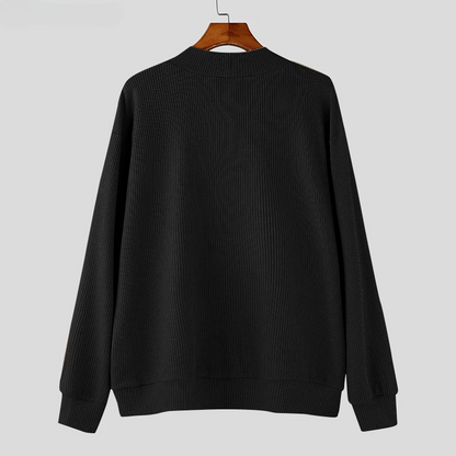 Theo Textured Knit Men’s Cardigan – Asymmetrical Button Closure & Durable Stitching