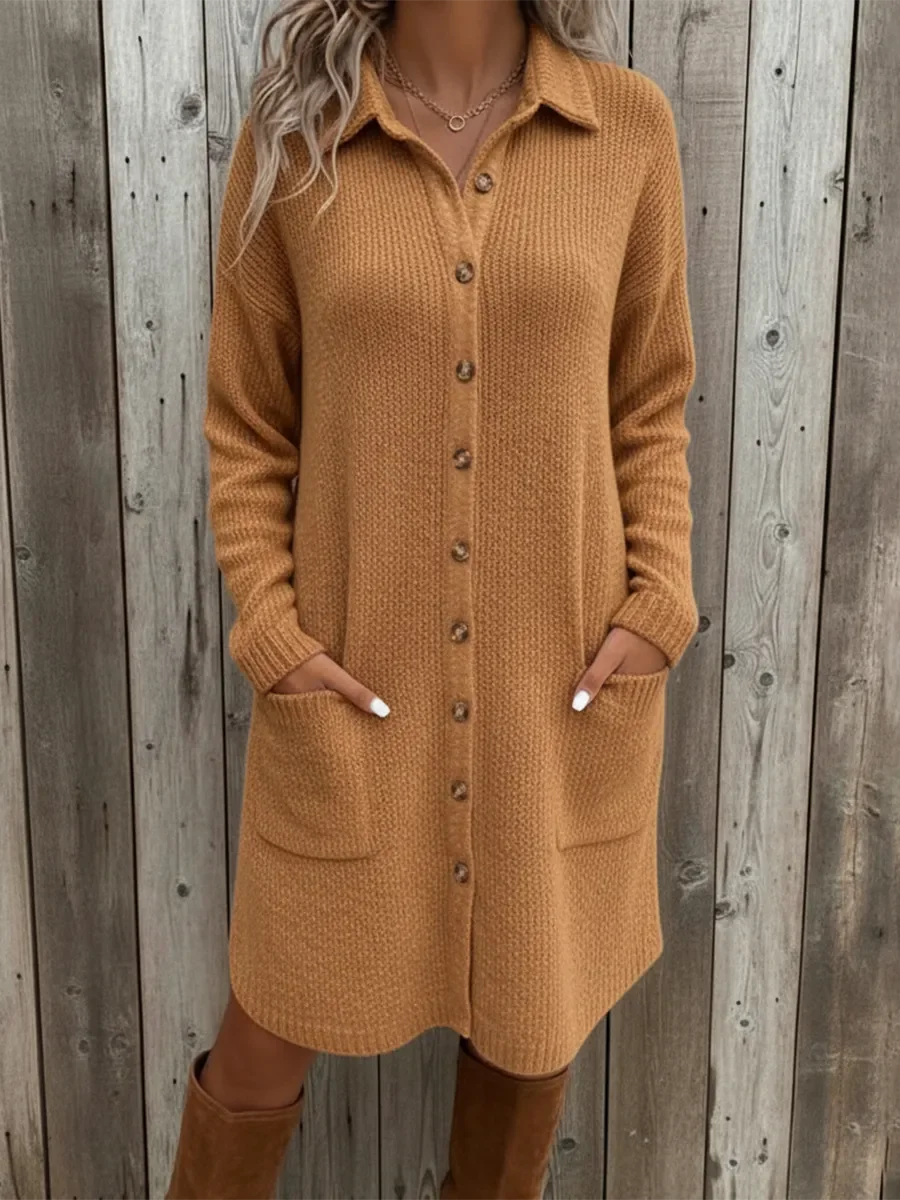 Giulia Women’s Knit Sweater Dress – Soft Cotton Blend Midi Dress