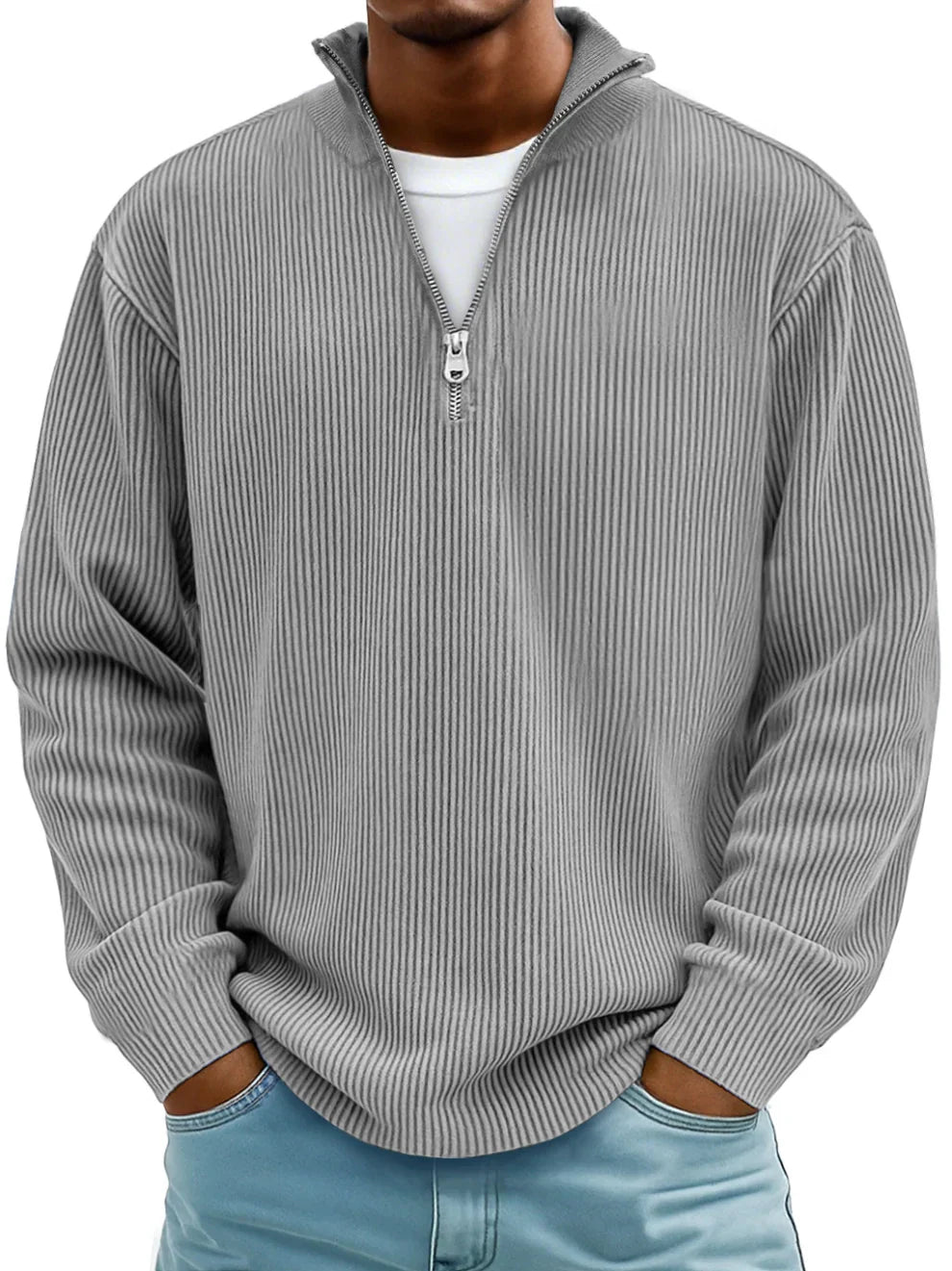 Riccardo Men’s Half-Zip Sweater – Ribbed Knit & Relaxed Fit
