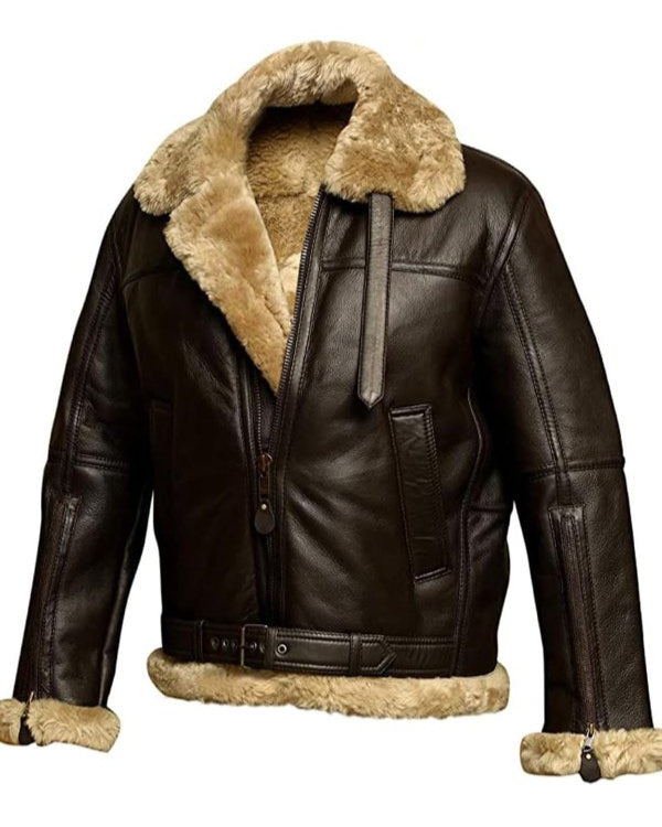Narvik Men’s Shearling Leather Jacket – Aviator Style with Warm Lining