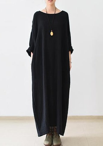 Mireille Long Sleeve Maxi Dress – Soft Linen Caftan for Autumn Comfort