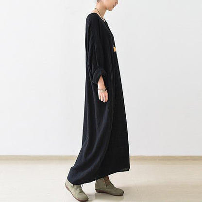 Mireille Long Sleeve Maxi Dress – Soft Linen Caftan for Autumn Comfort
